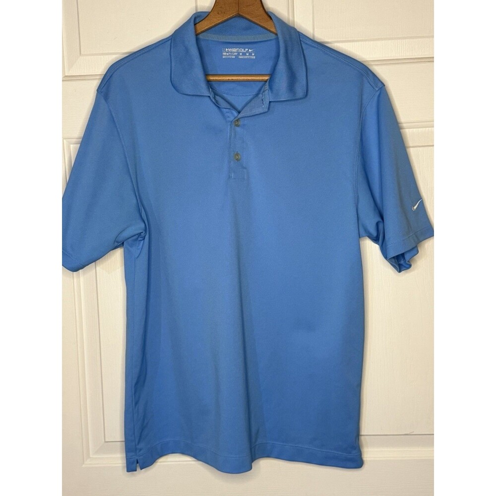 Nike Golf Dri-FIT Men's Blue Solid Polo Shirt M Short Sleeve Regular Fit